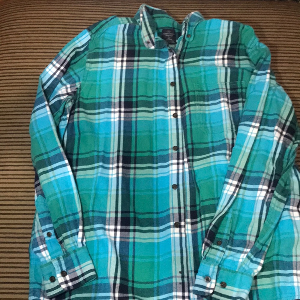 Blue and green flannel